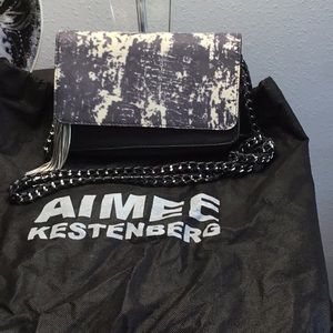 Black and white leather cross body bag